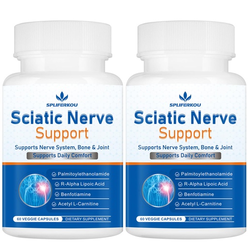 [BRSREYLYDJYB62YV] Sciatic Nerve Support Supplement, Advanced Sciatic Nerve Support Formula with Pea, Alpha Lipoic Acid, Benfotiamine, 120 Capsules