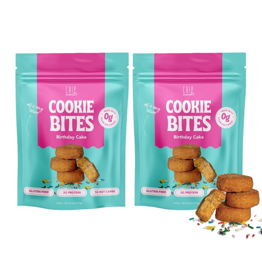 [BRSW22QQBENG2ELF] ChipMonk Keto Cookies Bites - Birthday Cake Flavor (2 Pack, 16 Bites) Low Carb Keto Snacks - Gluten-Free, High Fat, Low Sugar, Ketogenic Sweet Snack Foods, Healthy Macro Nutrition Treats