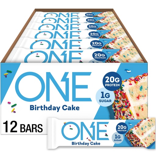 [BRSWKZLYAV5RYFI3] ONE Protein Bars, Birthday Cake, Gluten Free with 20g Protein and 1g Sugar, Pantry Staples, 2.12 oz (12 Count)