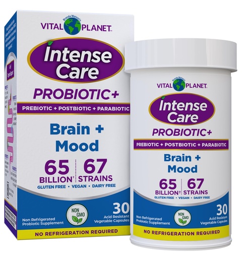 [BRSRAYY2AQCBME34] Vital Planet - Intense Care Brain & Mood Probiotics, Organic Prebiotics, Postbiotics, Parabiotics, Complete 4-in-1 Health Supplement for Adults, 65 Billion CFU, 67 Strains, Digestive and Immune 30 ct