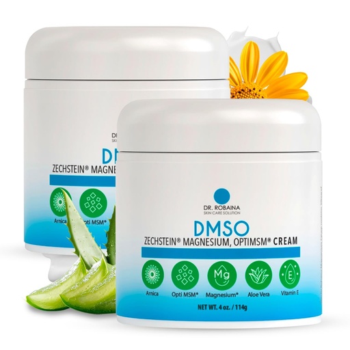 [BRSROAQCAABQY3DV] Dr. Robaina DMSO Cream – 99.9% Pure Dimethyl Sulfoxide | Formula with Zechstein Magnesium, Arnica, Aloe Vera & Vitamin E | Topical Cream for Body Wellness