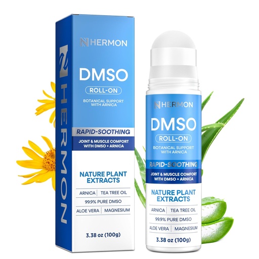 [BRSRGYAZCV5GED37] Hermon DMSO Arnica Roll-On: 99.9% Pure Pharmaceutical Grade with Magnesium, Aloe Vera & Vitamin E 3.4 fl oz