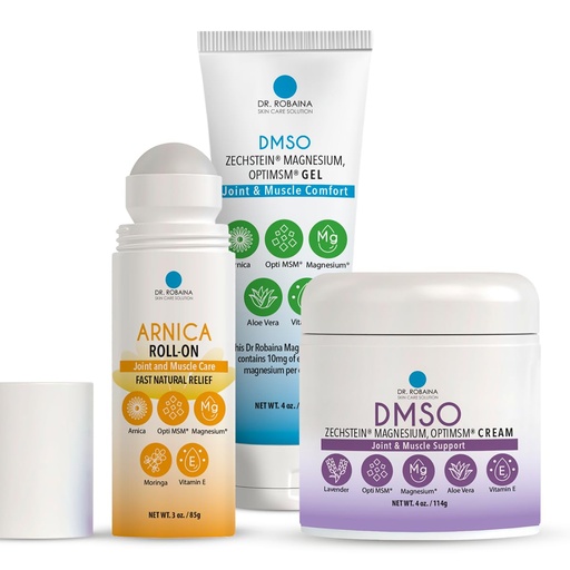 [BRSRACTRAUCAMA37] Arnica & DMSO Gel Recovery Bundle – 99.9% Pure Pharmaceutical Grade DMSO & Arnica Roll-On | Lavender Cream & Fast-Absorbing Gel | Hydrating & Non-Greasy | Made in USA