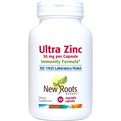 [BRSW2EANA4IAYHQU] Ultra Zinc Supplement | 4-in-1 Formula with B2, L-Taurine and Green Tea Leaf Extract (90 Vegetable Capsules) | Powerful Blend (30 mg Zinc with B1) | NEW ROOTS HERBAL