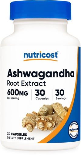 [BRSRACYFAF5AYF3D] Nutricost Ashwagandha Root Extract Herbal Supplement 600mg, 30 Capsules - Vegetarian, GMO-Free, Gluten Free