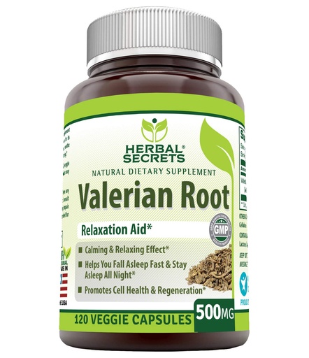 [BRSWK237CUIG23TE] Herbal Secrets Valerian Root 500 Mg Supplement | Veggie Capsules | Non-GMO | Gluten-Free | Made in USA (1 Pack, 120 Count)