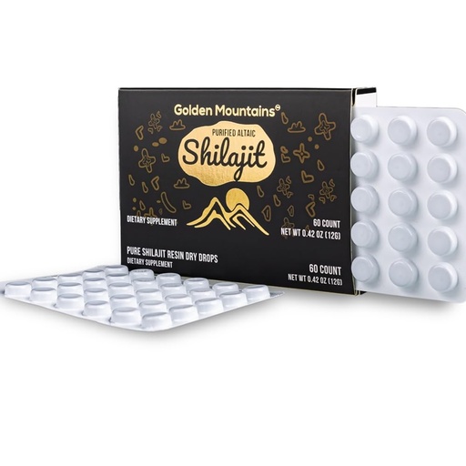 [BRSW22YROV5WCCQ4] Siberian Green Premium Pure Shilajit Dry Drops Altai Golden Mountains - 60 Count (200 mg) Authentic Safety & Quality Certificate - US Lab Tested Fulvic Acid
