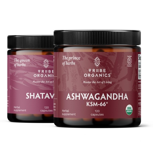 [BRSROBI6AVYGM2Q4] TRIBE ORGANICS Hormonal Wellness Duo - Ashwagandha & Shatavari Capsules - Supports Women’s Wellness and Balance