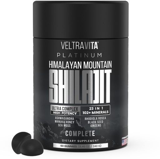 [BRSRAHAFCQFAIDTH] Himalayan Shilajit Gummies, 23-in-1 with Sea Moss, Ashwagandha, Tongkat Ali, Black Seed Oil & Rhodiola Rosea, Lab Tested, 60 Gummies