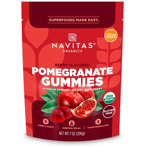 [BRSRGAT5BMJRQCDX] Navitas Organics Gummies – Berry Flavored Pomegranate Gummies – 1500mg Pomegranate Per Serving – Inner Radiance – USDA Organic, Vegan, Gluten Free, Non GMO (7oz. Bag, 20 Servings)