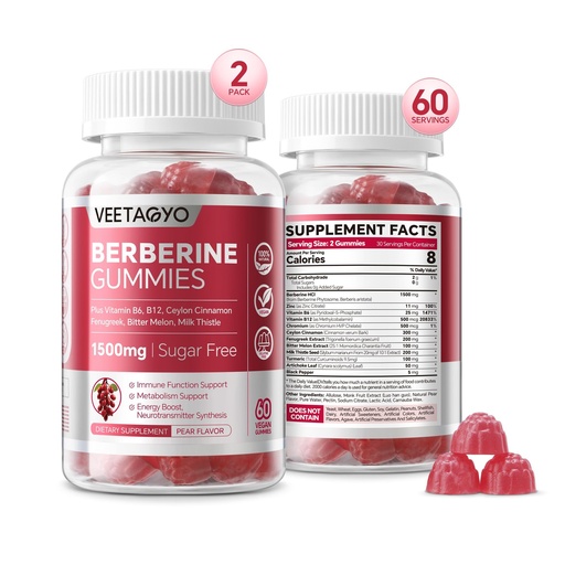[BRSROFQFBMNRYA3O] Berberine Supplement 1500mg,Sugar Free Berberine with Ceylon Cinnamon Gummies,Chromium,Turmeric, Fenugreek for Naturally Metabolism Balanced, Berberine HCl from Indian Barberry Extract, 120 Cts