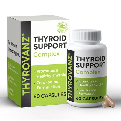 [BRSREEIRAF6BGETB] Thyroid Support Complex (60 Capsules) for Women & Men, 0% Iodine, Boosts Mood & Energy, Fights Brain Fog & Stress, Includes B Vitamins, Non-GMO, Made in USA - cGMP Certified
