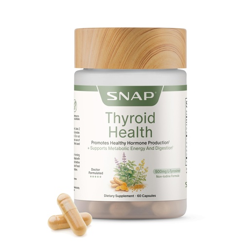 [BRSRGBA7BV7WCD3F] Snap Supplements Thyroid Health, Thyroid Support Supplement for Women & Men, with Selenium, Zinc, L-Tyrosine & Botanicals for Metabolism, Energy & Endocrine Balance, Iodine-Free, 60 Capsules