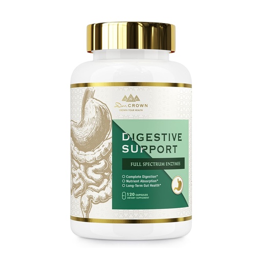 [BRSRGBT5A4CG2CA7] Digestive Enzymes Supplement, Herbal Complex with DGL and Slippery Elm | Contains 15 Enzymes Including Papain, Bromelain & Lipase for Bloating Gas & Multiple Food Intolerances - 120 Capsules