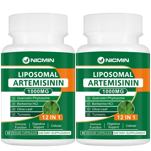 [BRSRAGL2AEDQIG3P] Liposomal Artemisinin Supplement 1000mg, Sweet Wormwood Extract with 200mg Quercetin Phytosome, Maximum Absorption for Antioxidant 120 Capsules