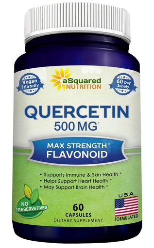 [BRSRACQBOENB42Q7] aSquared Nutrition Quercetin 500mg Supplement - 60 Capsules - Quercitin Dihydrate Powder Complex Pills to Support Immune Response & Cardiovascular Health - Pure & Max Strength