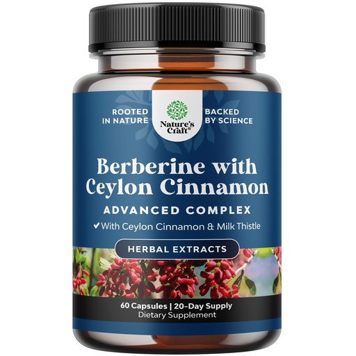 [BRSWYZ35CMCBA3D6] Balancing Berberine Plus 1200mg Per Serving Complex - Antioxidant Berberine with Ceylon Cinnamon Capsules Plus Silymarin Milk Thistle Extract - Active PK for Heart Health and Sugar Support - 60 Count