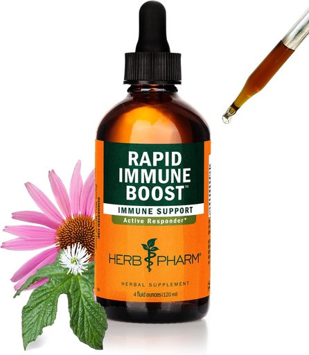 [BRSWIYTYOZYWIGA3] Herb Pharm Organic Rapid Immune Boost: Fast-Absorbing Tincture for Adults, Echinacea Tincture with Goldenseal, Ginger Extract & Elderberry, Immune Support Supplement & Wellness Aid, 4 Oz