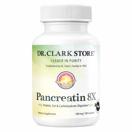 [BRSWICD5AUGR6FQZ] Dr. Clark Pancreatin 8X Enzyme Supplement 500mg | Several Digestive Aids Formulas Promotes Proteins, Fat | Carbohydrates Healthy Supports Optimal Digestion - 100 Gelatin Capsules
