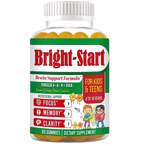 [BRSWGGQOA55QYDL4] BrightStart Focus Gummies for Kids & Teens – Kids Focus and Attention Supplements with Omega 3 DHA, Brain Support Supplement for Teens, Kids Omega 3 Gummies, Daily Children’s Focus Gummy, 60 Ct