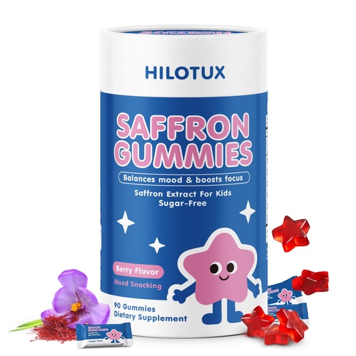[BRSRGBQ2BEPGM3LJ] Saffron for Kids Gummies, Advanced Saffron Supplements with Bacopa & Gotu Kola for Brain Health, Focus & Cαlm Mood Support, Memory & Concentration, Sugar-Free Berry, 90 Count