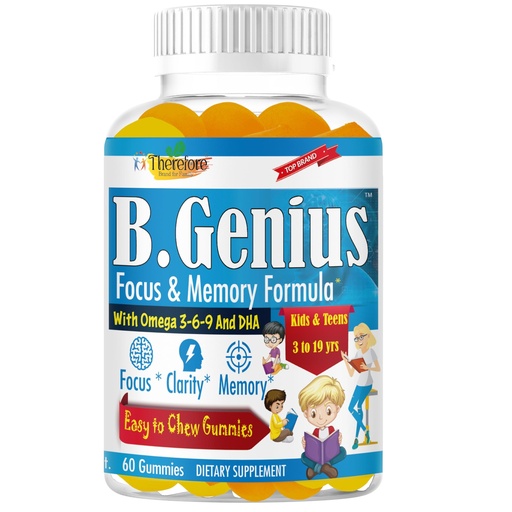 [BRSRMAI2O4FA2DT5] B.Genius Focus Gummies for Kids & Teens – Kids Focus and Attention Supplements – Memory & Concentration –Plant-Based Focus Supplement for Clarity, Learning & Cognitive Health-60ct