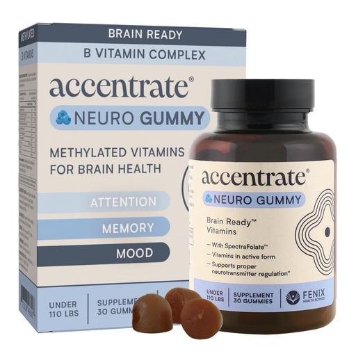[BRSRGYY7OUGWOA3P] Accentrate Neuro Gummy for Kids | Supports Attention & Mood | Folinic Acid & Methylfolate | Complete Vitamin B Complex with SpectraFolate™ | MTHFR Supplement | No Artificial Ingredients | 30 Gummies