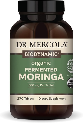 [BRSWYZL6AF6RA3D2] Dr. Mercola - Biodynamic Organic Fermented Moringa Dietary Supplement, 270 Servings (270 Tablets)