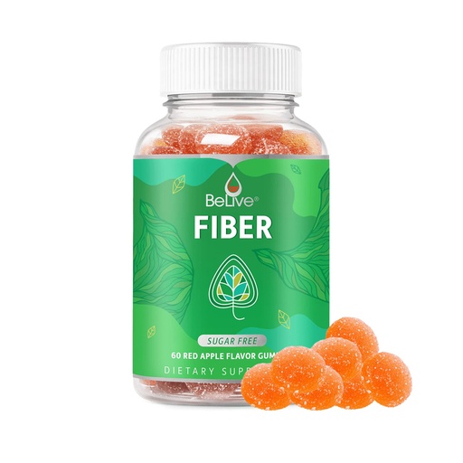 [BRSWGZY2C4PW22AV] BeLive Fiber Gummies - Sugar Free Prebiotic Digestive Health and Regularity Supplement - Chicory Root & Inulin - for Adults and Kids - Apple Flavor - 60 Count