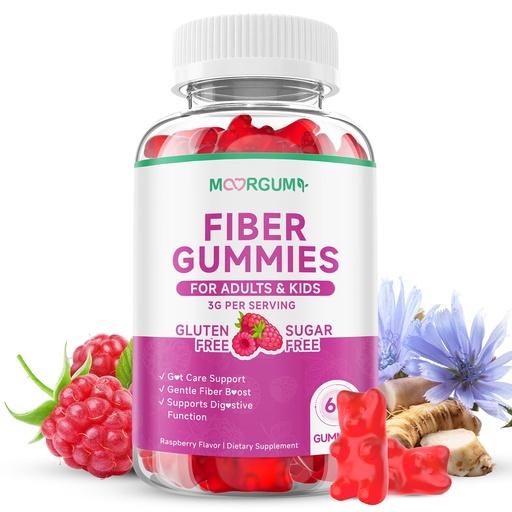 [BRSRGFD3OAGRGA3V] Fiber Gummies for Digestive Health & Regularity, Sugar-Free High Fiber Supplement for Adults & Kids, Soluble Dietary Fiber, Vegan Fiber Supplements for Men & Women, 60 Count