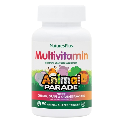 [BRSWGZINOINAA2YZ] NaturesPlus Animal Parade Children's Chewable Multivitamin - 90 Animal-Shaped Tablets - Natural Assorted Flavors - Vegan, Gluten Free - 45 Servings
