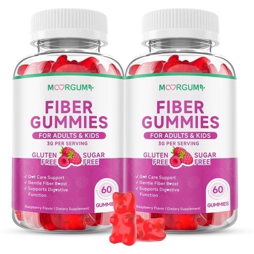 [BRSRGFD3O56AY3LU] Fiber Gummies for Digestive Health & Regularity, Sugar-Free High Fiber Supplement for Adults & Kids, Soluble Dietary Fiber, Vegan Fiber Supplements for Men & Women, 120 Count