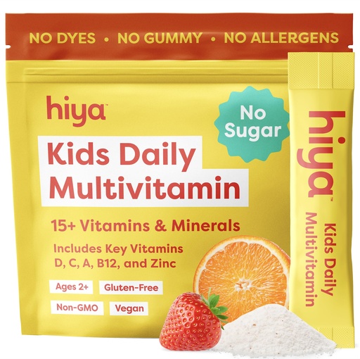 [BRSREEA5OZ4GYCIV] Hiya Kids Multivitamin – 15+ Essential Vitamins & Minerals with Fruits & Veggies for Ages 2+, Supports Growth, Development & Immune, 0g Sugar – 20 Stick Packs for Toddlers & Kids
