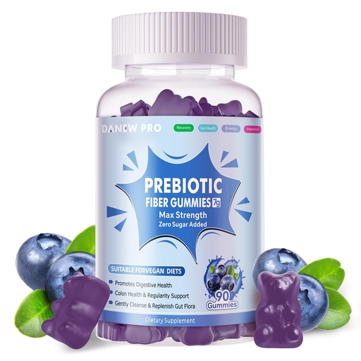 [BRSRA2TYA4FWEAYU] Prebiotic Fiber Gummies for Adults, 7G Extra Strength, Zero Sugar Added, 90 Pectin Based Gummies, Digestive Health & Regularity Support-Blueberry