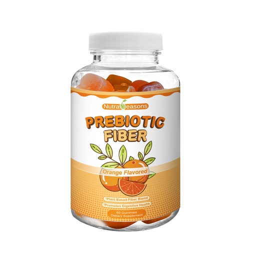[BRSRAAQNAACQIDQ3] Nutra Seasons’ Fiber Gummies, 4g Plant Based Fiber per Serving, Water Soluble, Regularity Support, Digestive Health, Metabolism Support, Gluten-Free, Gelatin-Free, Natural Orange Flavor, 60 Count