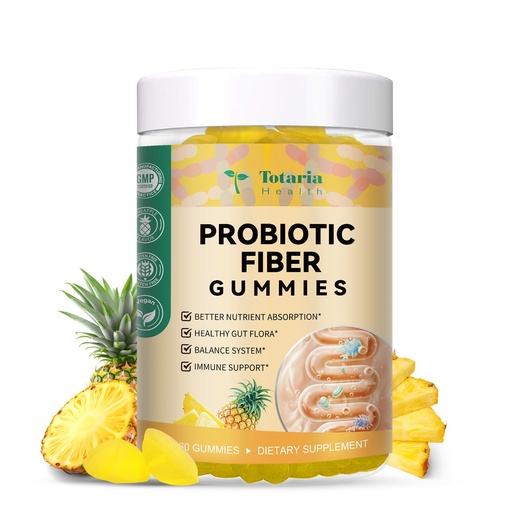 [BRSREHD5AEPRQDTV] 9-in-1 Probiotic Prebiotic Fiber Gummies for Adults & Teens, Fiber Supplement Pro with 5 Billion CFU Bacillus Coagulans, Psyllium Husk, FOS, Inulin, ACV for Digestion & Gut, 60 Vegan Pineapple Gummies