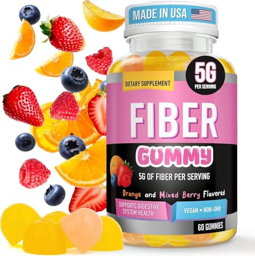 [BRSRECQEDMOREGT6] Helix Heal High Fiber Gummies for Adults – 5g Prebiotic Fiber Supplement with Chicory Root Inulin for Digestive Health, Constipation Relief & Regularity Support – Orange & Berry Flavor, 60 Vegan Chews