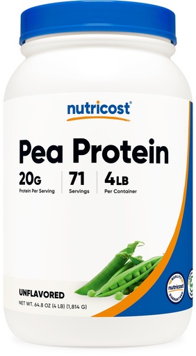 [BRSREHT5CUAQYF36] Nutricost Pea Protein Powder (4 LBS) Unflavored - 20g of Vegan Pea Protein Isolate, GMO-Free, Gluten-Free, 71 Servings
