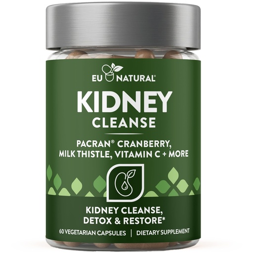 [BRSRGZYLCUFGMC34] Kidney Cleanse Detox Supplement - Advanced Kidney Support Formula with Cranberry Pacran, Dandelion Root, Turmeric & Milk Thistle - Supports Kidney Health, Function & Fluid Balance - 60 Capsules