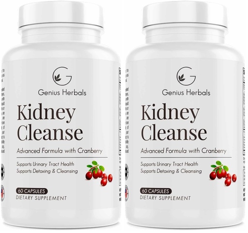 [BRSREAAFOV4AG23X] Kidney Cleanse Advanced Formula with Cranberry Extract, Kidney, Urinary Tract & Bladder Detox and Cleanse - 60 Capsules (Pack of 2)