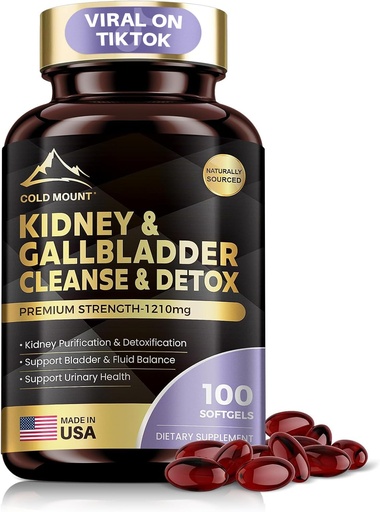 [BRSRAAYHCAHRSEQZ] Kidney Cleanse Detox & Repair, Kidney & Gallbladder Health Support Supplement with Cherry, Nettle Leaf, Cranberry & Dandelion, Promotes Urinary Health, Bladder & Fluid Balance, 100 Softgels