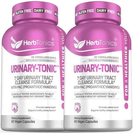 [BRSRMEDRBYBBSDTJ] Herbtonics Fast Acting Urinary Tract Cleanse Treatment | Formula UTI with 36 mg PAC | Medical-Grade Cranberry Supplement for Urinary Tract Support (60 Count (Pack of 2))