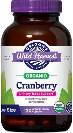 [BRSRE2Q6CV5B4FA6] Oregon's Wild Harvest Cranberry Herbal Supplement – Organic Urinary Tract Support, PACran Concentrate, Non-GMO, 120 Vegan Capsules