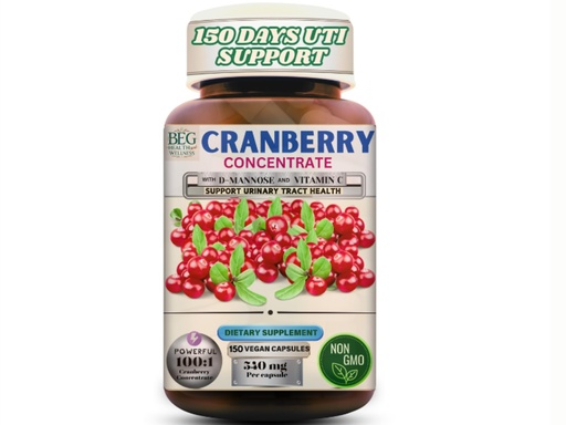 [BRSREFA3OZ5WYH36] Cranberry Supplement for Women with D-Mannose & Vitamin C – Urinary Tract & Bladder Support – 150 Capsules in Premium Amber Glass Bottle, Vegan, Non-GMO