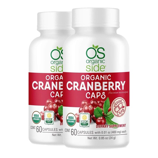 [BRSRACYYBB7AACQV] Organic Side | 2 Pack Organic Cranberry Capsules | 60 Vegan Capsules | for UTI Prevention & Urinary Health Support, Certified USDA, Non-GMO, Vegan & Gluten-Free Cranberry Supplement