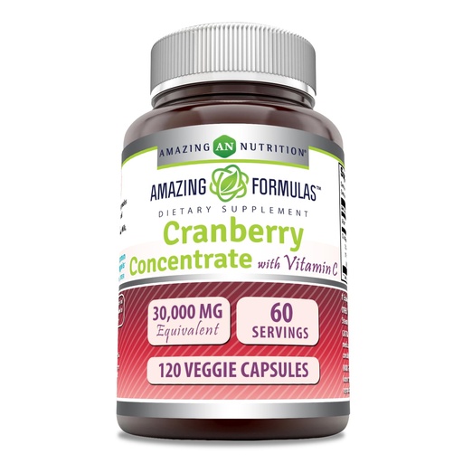 [BRSRAFANCMHAK2A7] Amazing Formulas Cranberry Concentrate 30,000 mg with Vitamin C Supplement | Veggie Capsules | Super Strength | Non-GMO | Gluten Free | Made in USA (1 Pack, 120 Count)