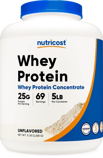 [BRSWKGIAC4MBG2LM] Nutricost Whey Protein Powder, Unflavored, 5 pounds - from Whey Protein Concentrate