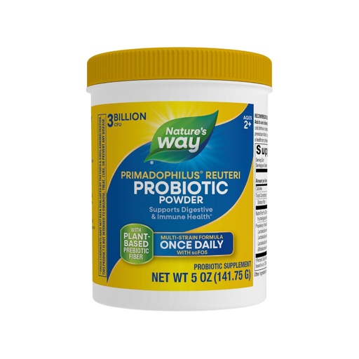[BRSWIYTYO4HGYAY3] Nature's Way Primadophilus Reuteri Probiotic Powder, Supports Digestive & Immune Health*, Multi-Strain Formula, with Prebiotics, 3 Billion Live Cultures, 5 Oz (Packaging May Vary)