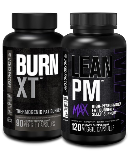 [BRSRAYAFC56WYAY2] Jacked Factory Burn XT Thermogenic Fat Burner - Appetite Suppressant & Nootropic Energy Booster (90 Capsules) & Lean PM Max High-Performance Weight Loss, Sleep Support | (120 Capsules)