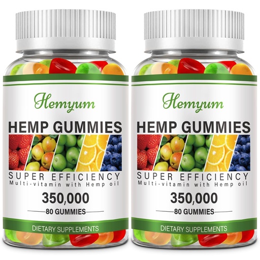 [BRSRGYIZAEIGAAL7] Hemp Gummies 2 Packs - for Sleep, Pain, Anxiety Relief - High Potency Pure Organic Supplement - with Natural Hemp Oil Extract Edible Gummy Vegan, Non-GMO